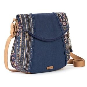 The Sak Sakroots Fold Over Crossbody Navy Print